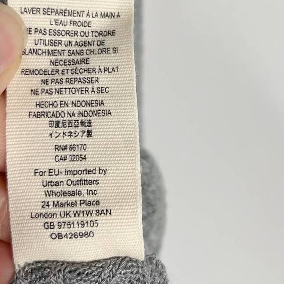 Free People Medium M Gray Ventura Thermal Tee Long Sleeve Waffle Knit Curved Hem - Picture 8 of 9